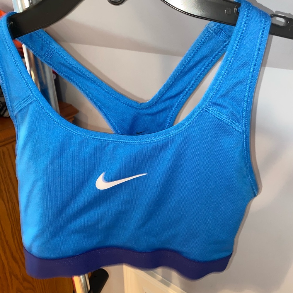 Blue nike sports bra